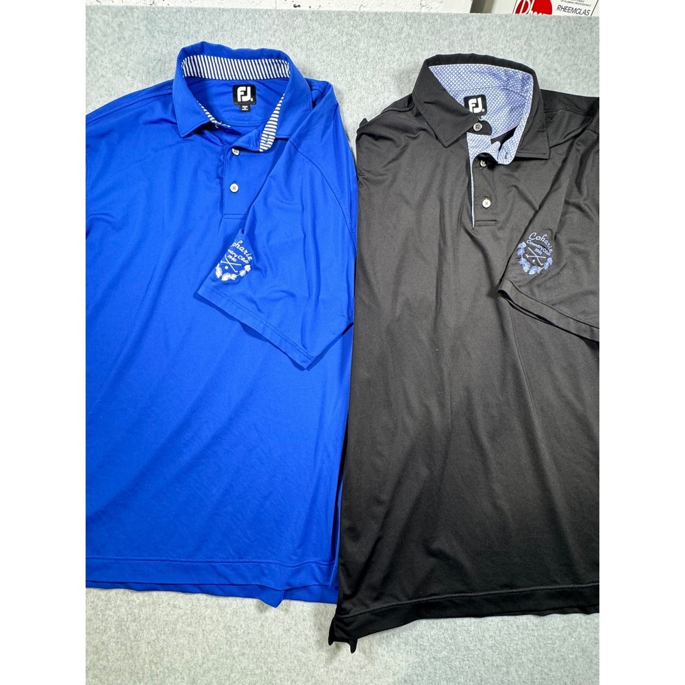 FootJoy ProDry Golf Polo Shirt Bundle Mens XL‎ Blue Black Coharie Country Club 2